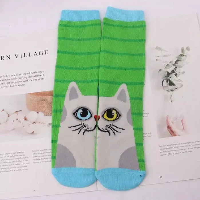 💝 Crew Socks: Cat ~ Blue/Yellow Eyes