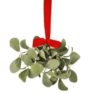 12" LAMBS EAR MISTLETOE KISSING BALL ORNAMENT