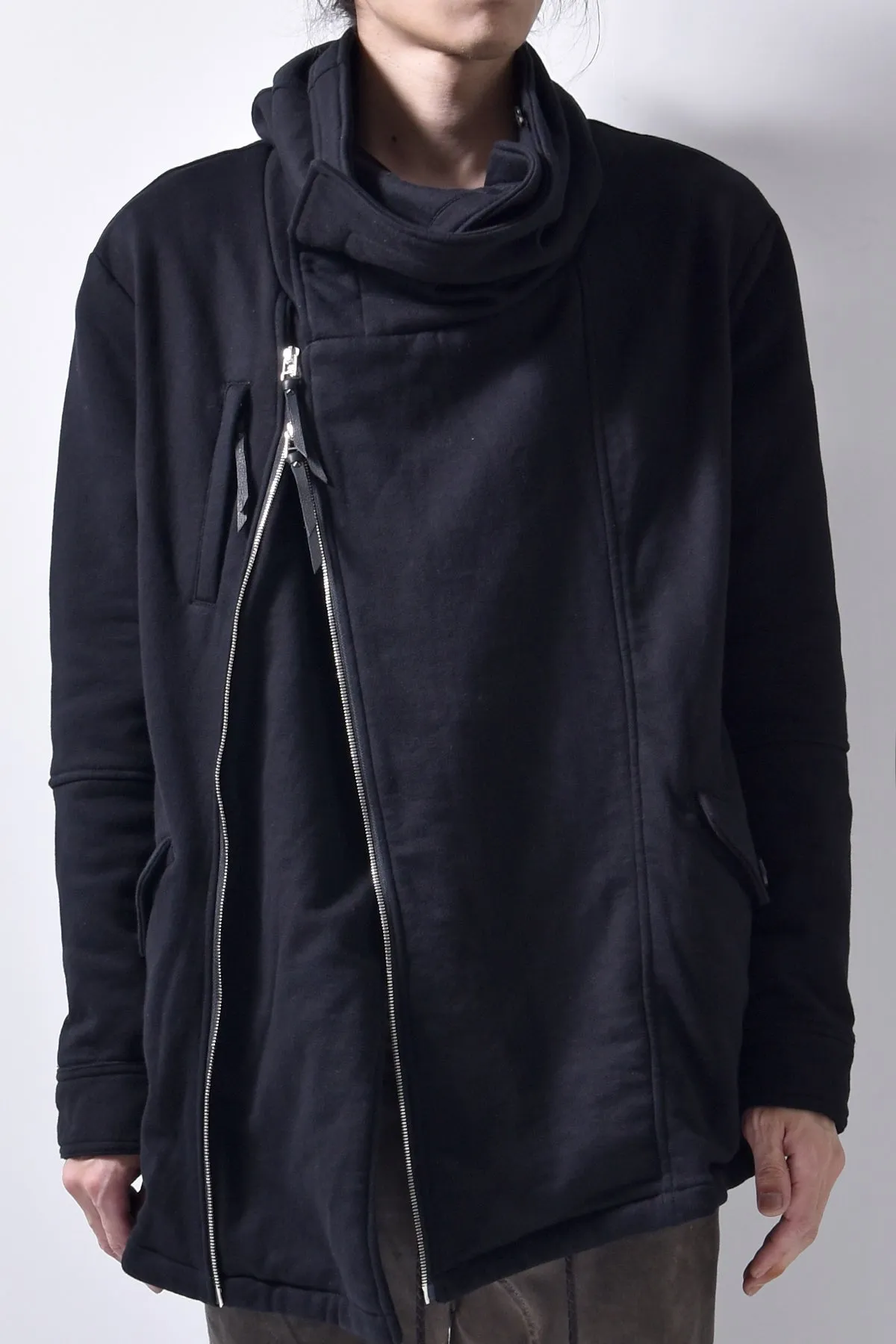 2102-JK04 Hooded Over Fleece Coat Black