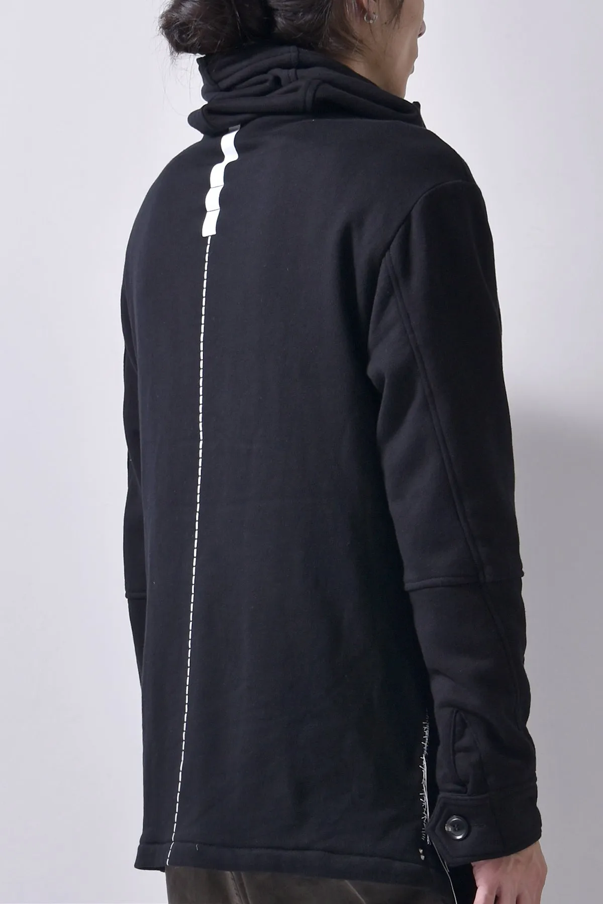 2102-JK04 Hooded Over Fleece Coat Black