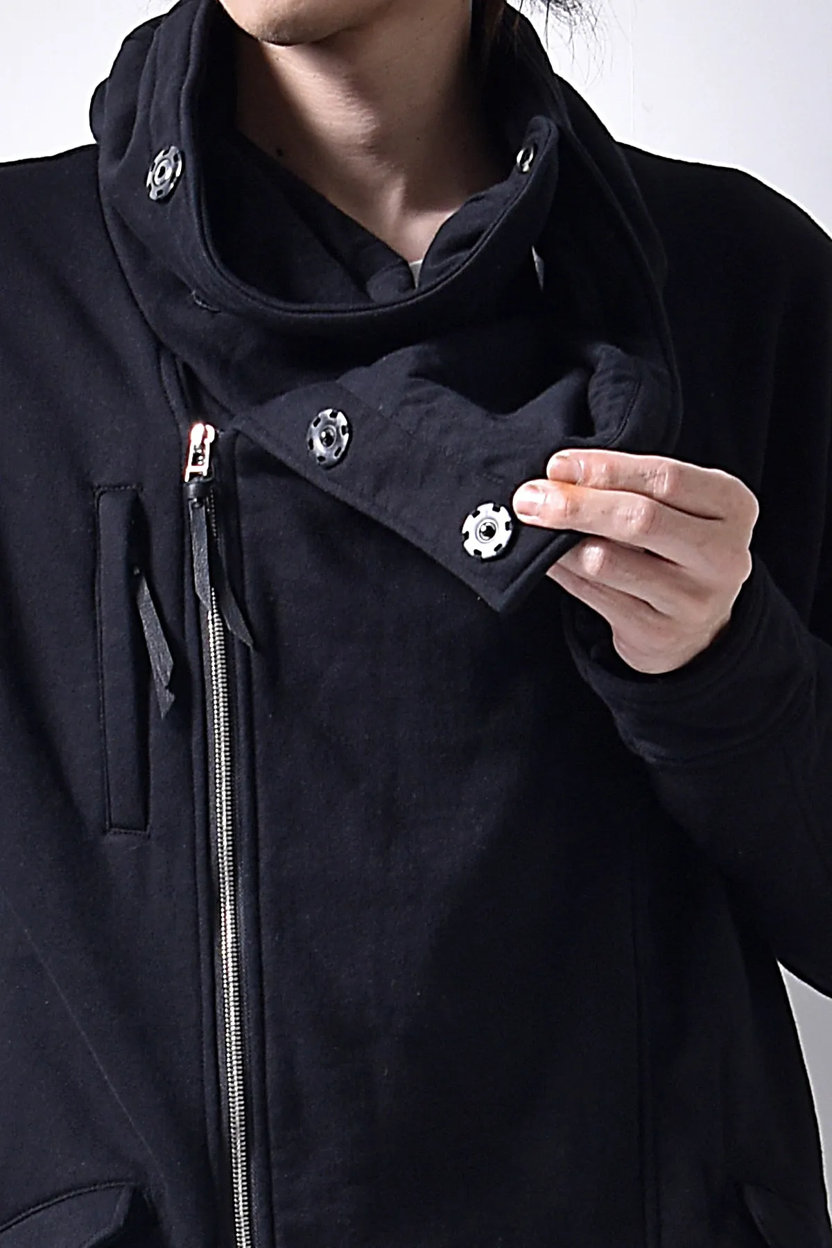 2102-JK04 Hooded Over Fleece Coat Black