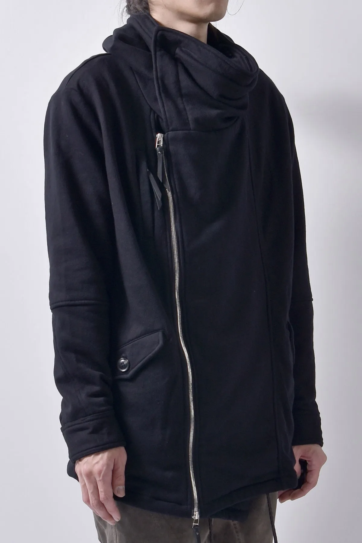 2102-JK04 Hooded Over Fleece Coat Black