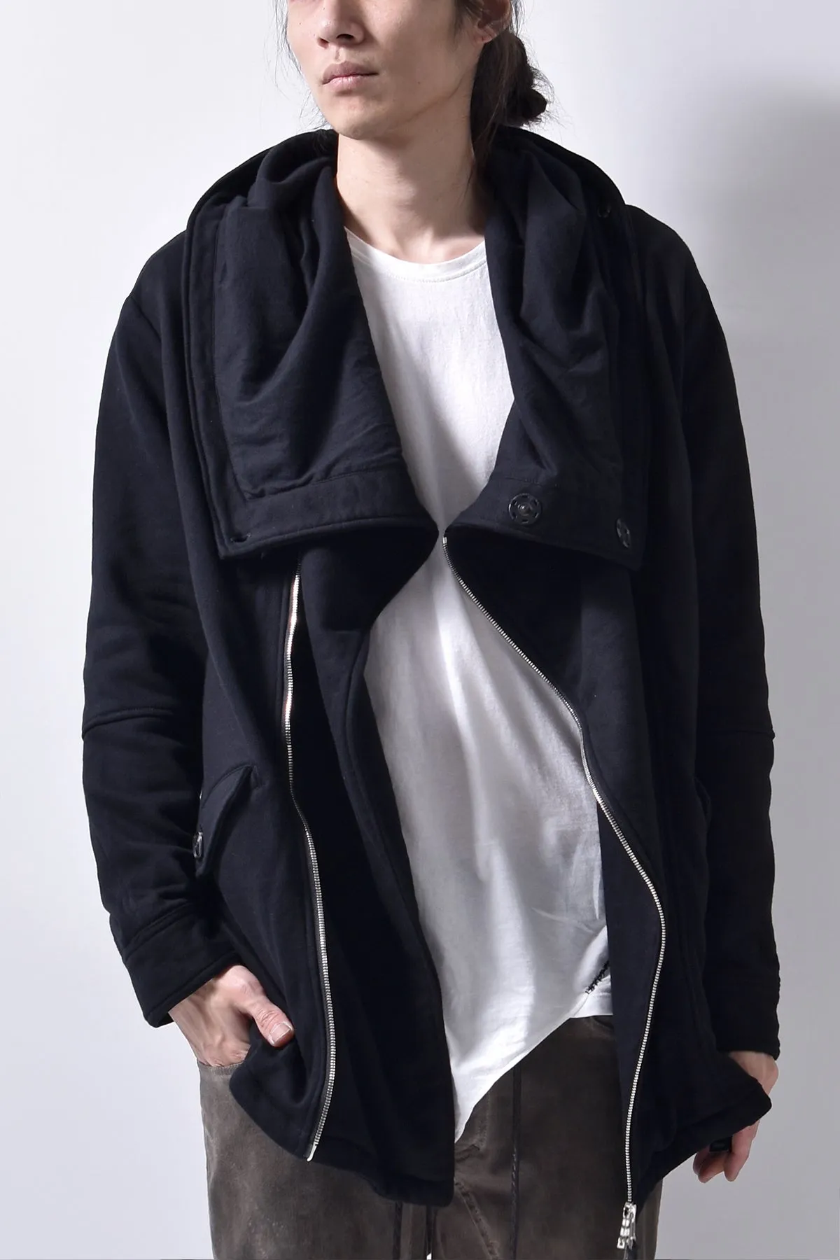 2102-JK04 Hooded Over Fleece Coat Black