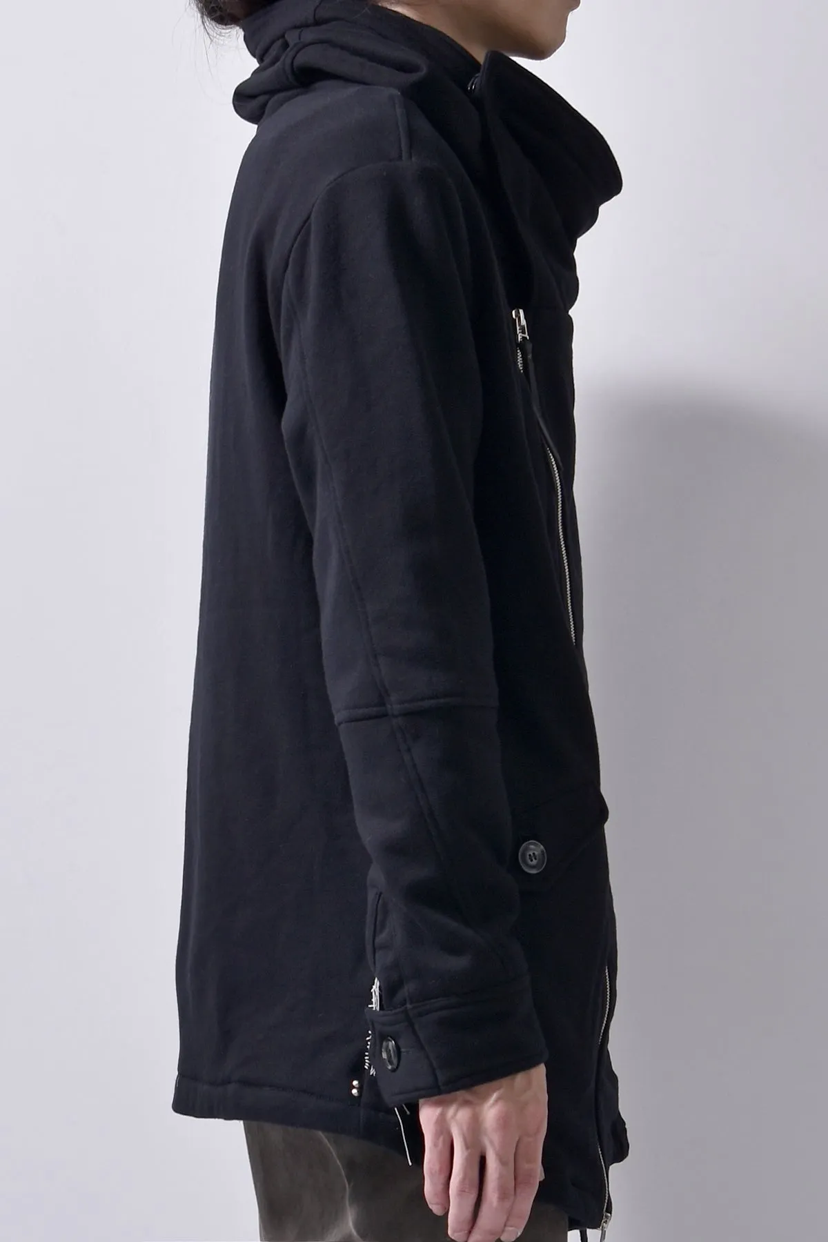 2102-JK04 Hooded Over Fleece Coat Black