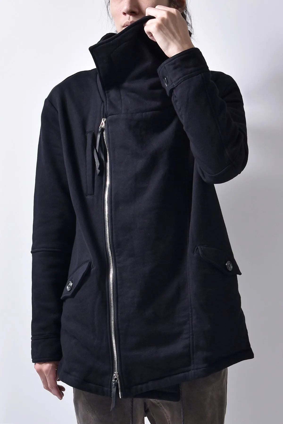 2102-JK04 Hooded Over Fleece Coat Black