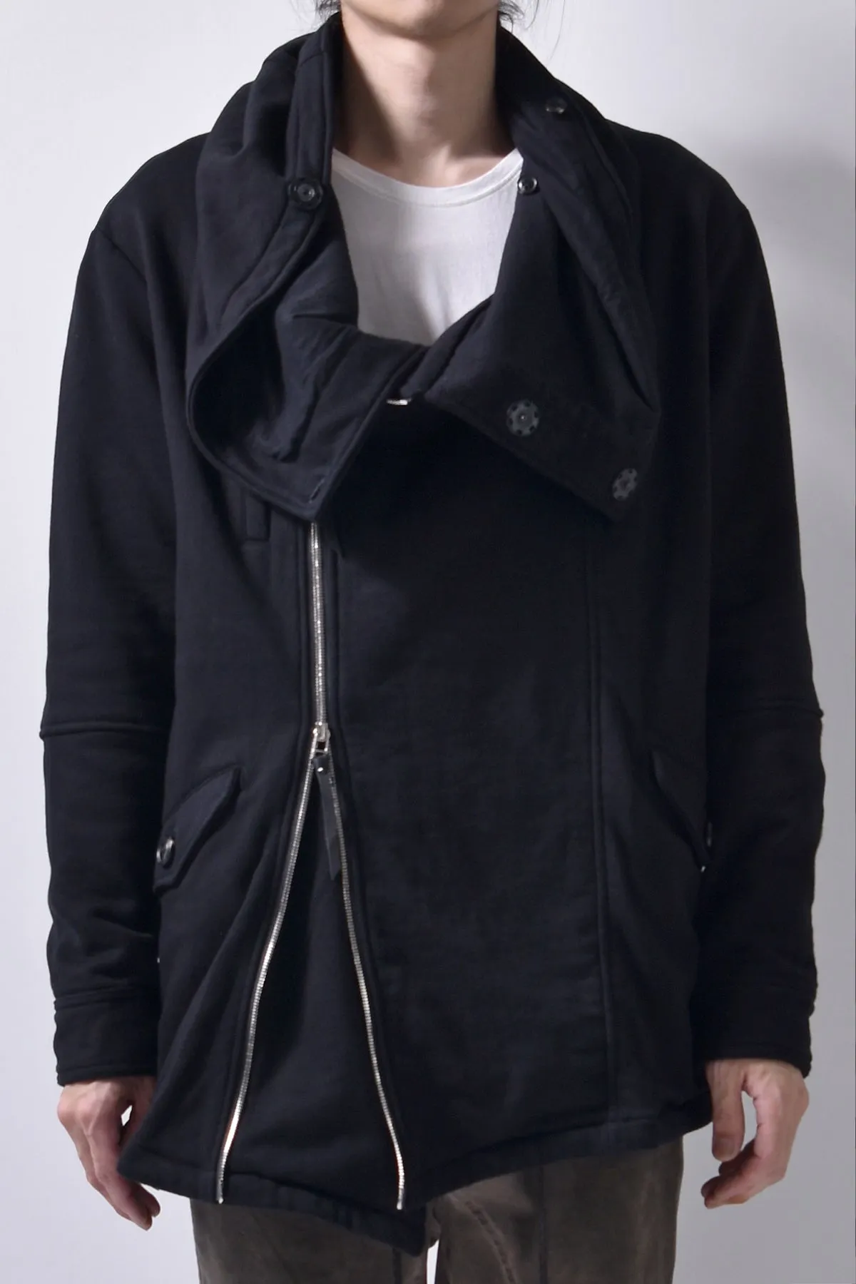 2102-JK04 Hooded Over Fleece Coat Black