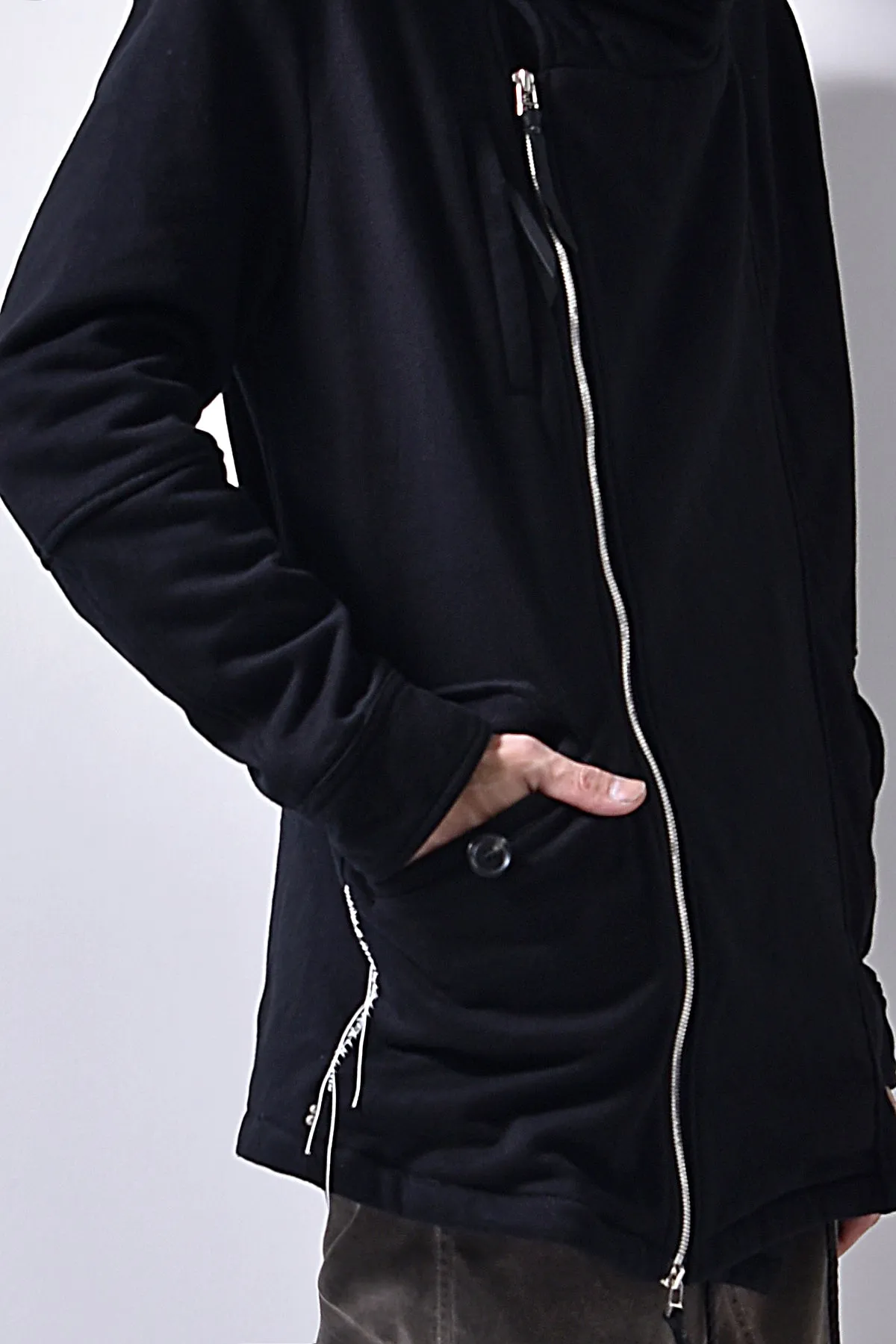 2102-JK04 Hooded Over Fleece Coat Black