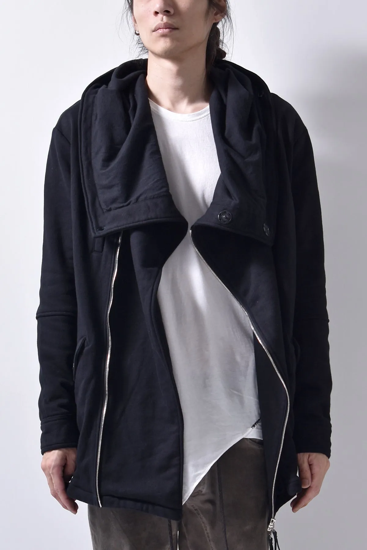 2102-JK04 Hooded Over Fleece Coat Black