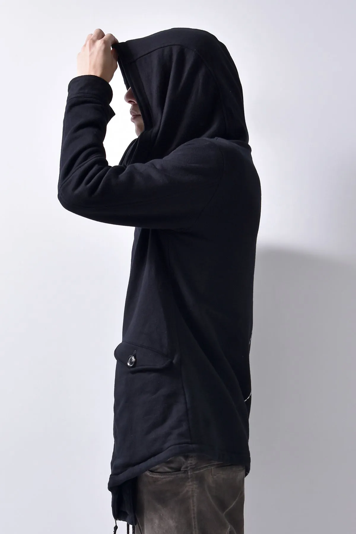 2102-JK04 Hooded Over Fleece Coat Black