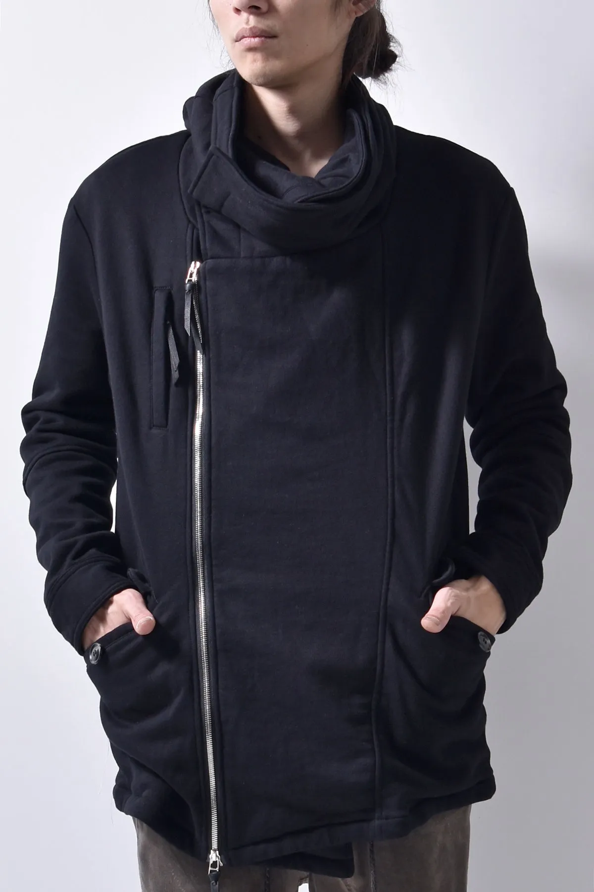 2102-JK04 Hooded Over Fleece Coat Black