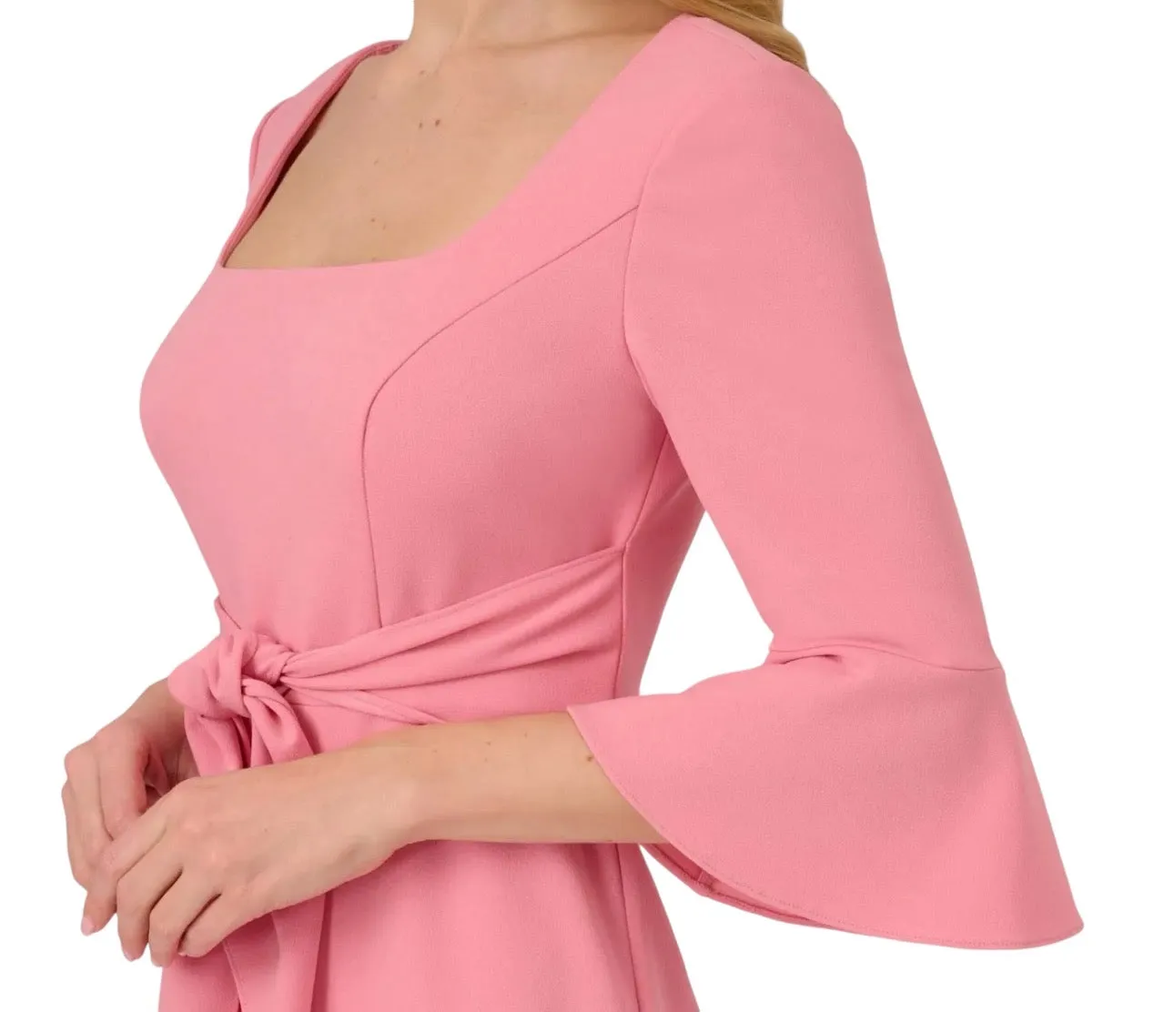 ADRIANNA PAPELL Stretch Knit Crepe Dress In Faded Rose Size 2