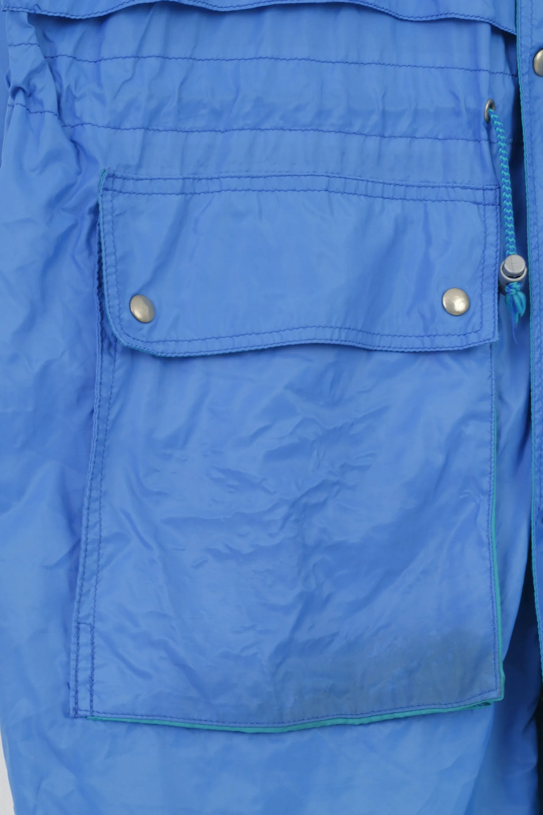 Aqua Guard Men 56-58 XL Jacket Blue Waterptoof Vintage Retractable Hood Full Double Zipper Outwear Top