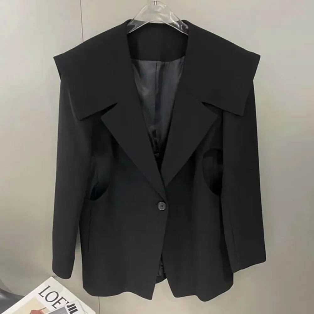 Asymmetrical Autumn Blazer For Women Notched Collar Long Sleeve Solid Korean Fashion Blazers Female Clothing