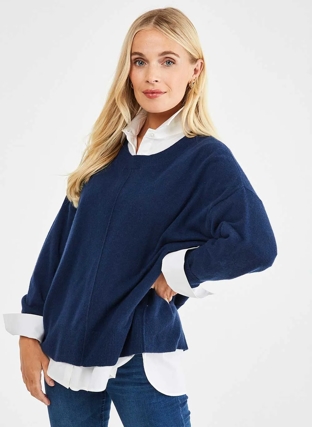 Ava Relaxed Cashmere Jumper - Navy