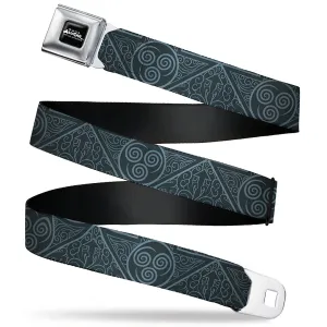 AVATAR LAST AIRBENDER Title Logo Full Color Black/White Seatbelt Belt - Avatar Last Airbender Air Element Symbol Blues Webbing