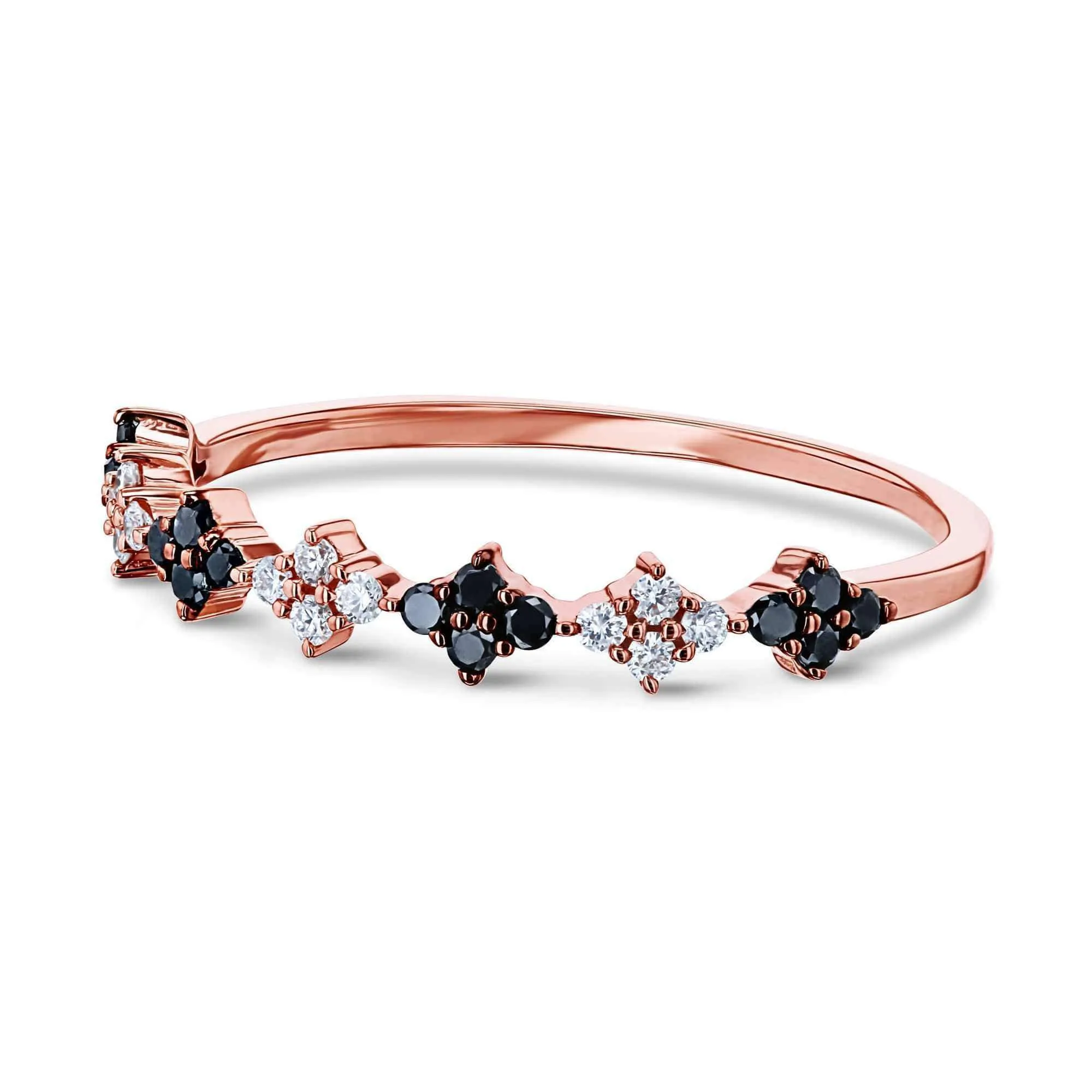 Black and White Diamond Rose Gold Ring