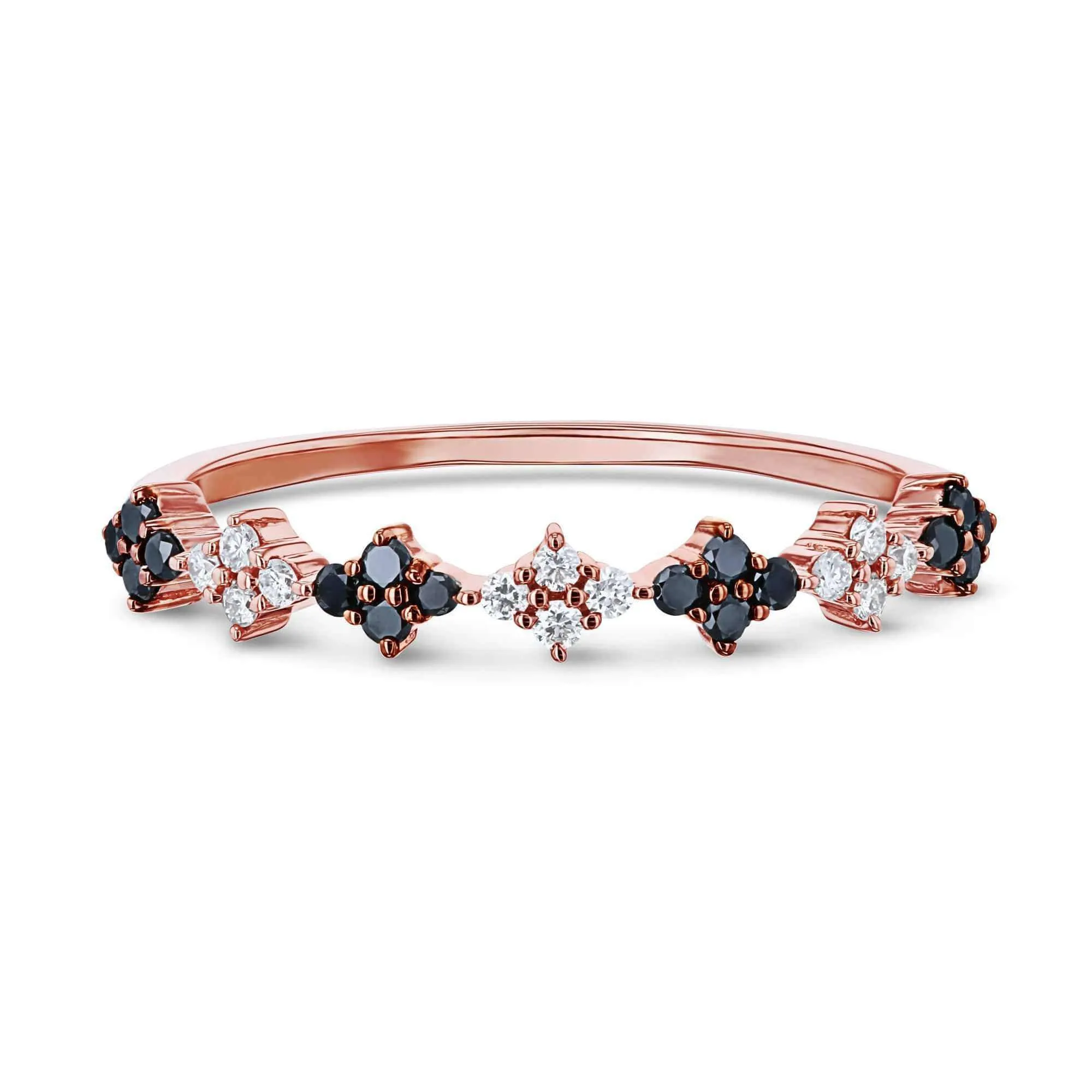 Black and White Diamond Rose Gold Ring