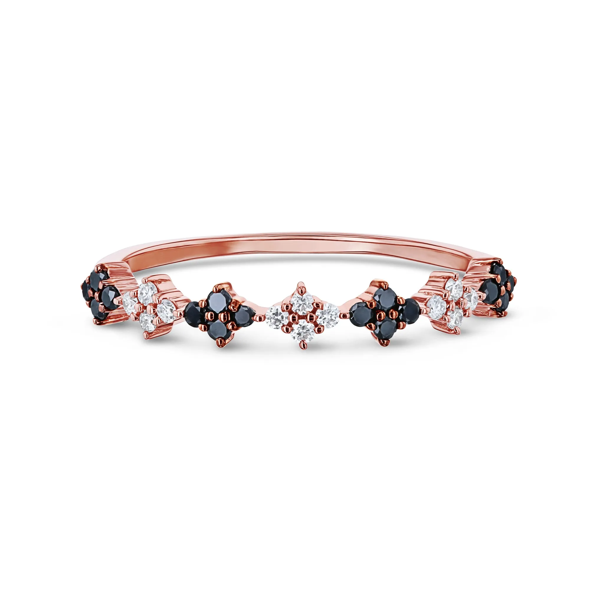 Black and White Diamond Rose Gold Ring