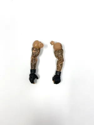 Black Wrist Tape and gloves with Full Sleeve Tattoo (open hands)