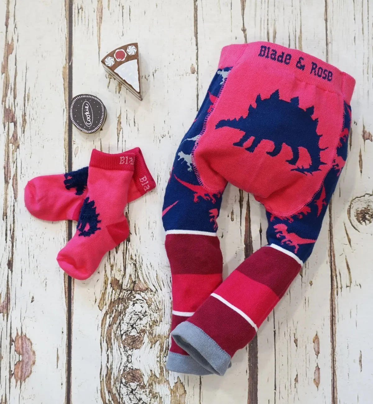 Blade and Rose Stegosaurus Pink Cotton Socks 粉紅劍龍全棉嬰兒襪