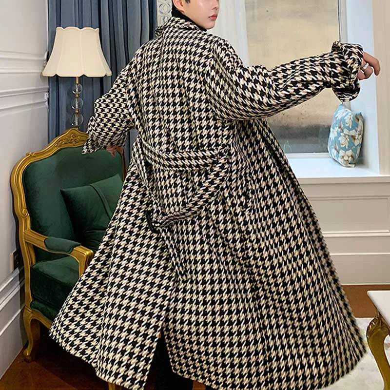 British Plaid Mid-length Thickened Coat