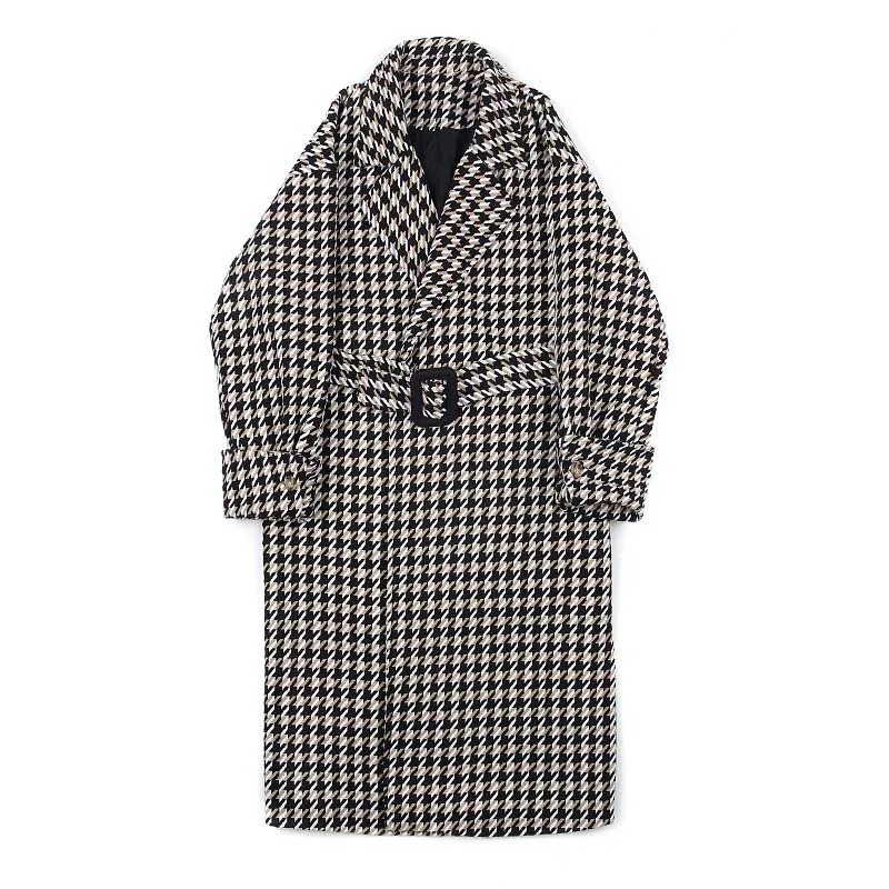 British Plaid Mid-length Thickened Coat