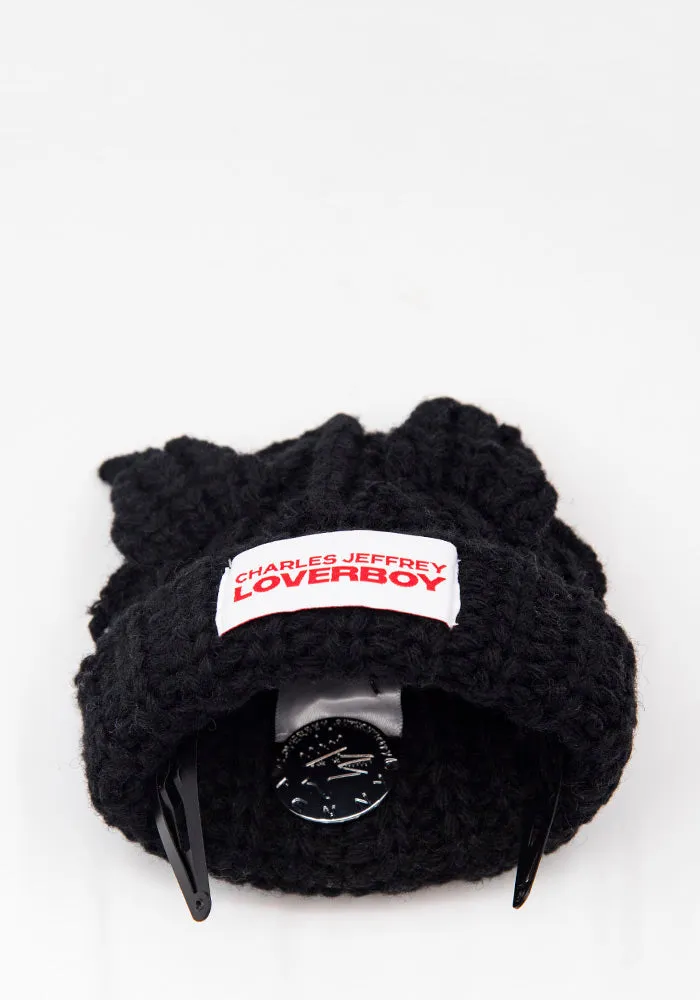 CHARLES JEFFREY LOVERBOY CJLAW22MCEB MINI CHUNKY EARS BEANIE BLACK