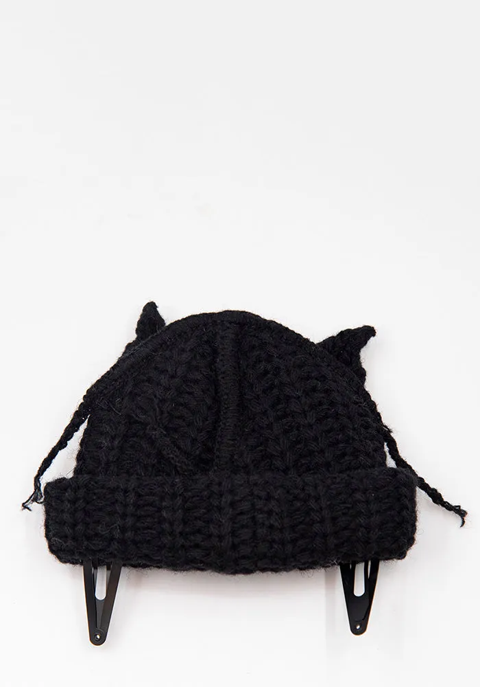 CHARLES JEFFREY LOVERBOY CJLAW22MCEB MINI CHUNKY EARS BEANIE BLACK