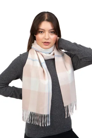 Contemporary Check Lambswool Scarf - Champagne Pink