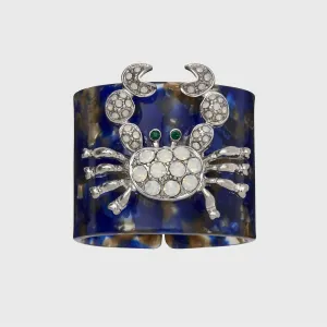 Crab Blue Tortoiseshell Resin Napkin Rings, Set of 4