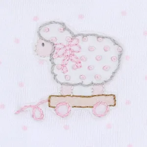 Darling Lambs Embroidered Receiving Blanket | Pink