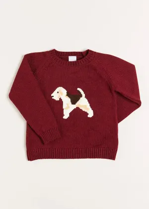 Doggy Intarsia Jumper in Burgundy (12mths-4yrs)