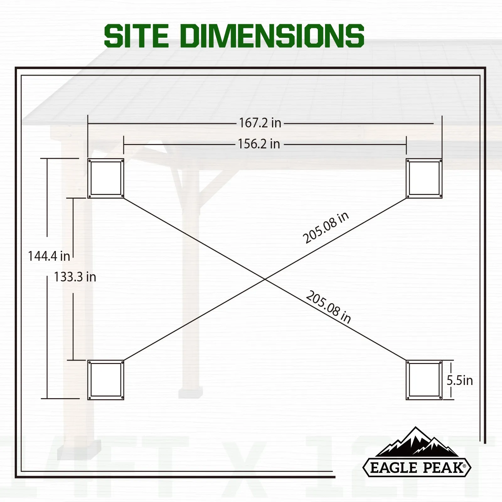 EAGLE PEAK 13x15 Hardtop Wood Gazebo,Natural Wood/Black