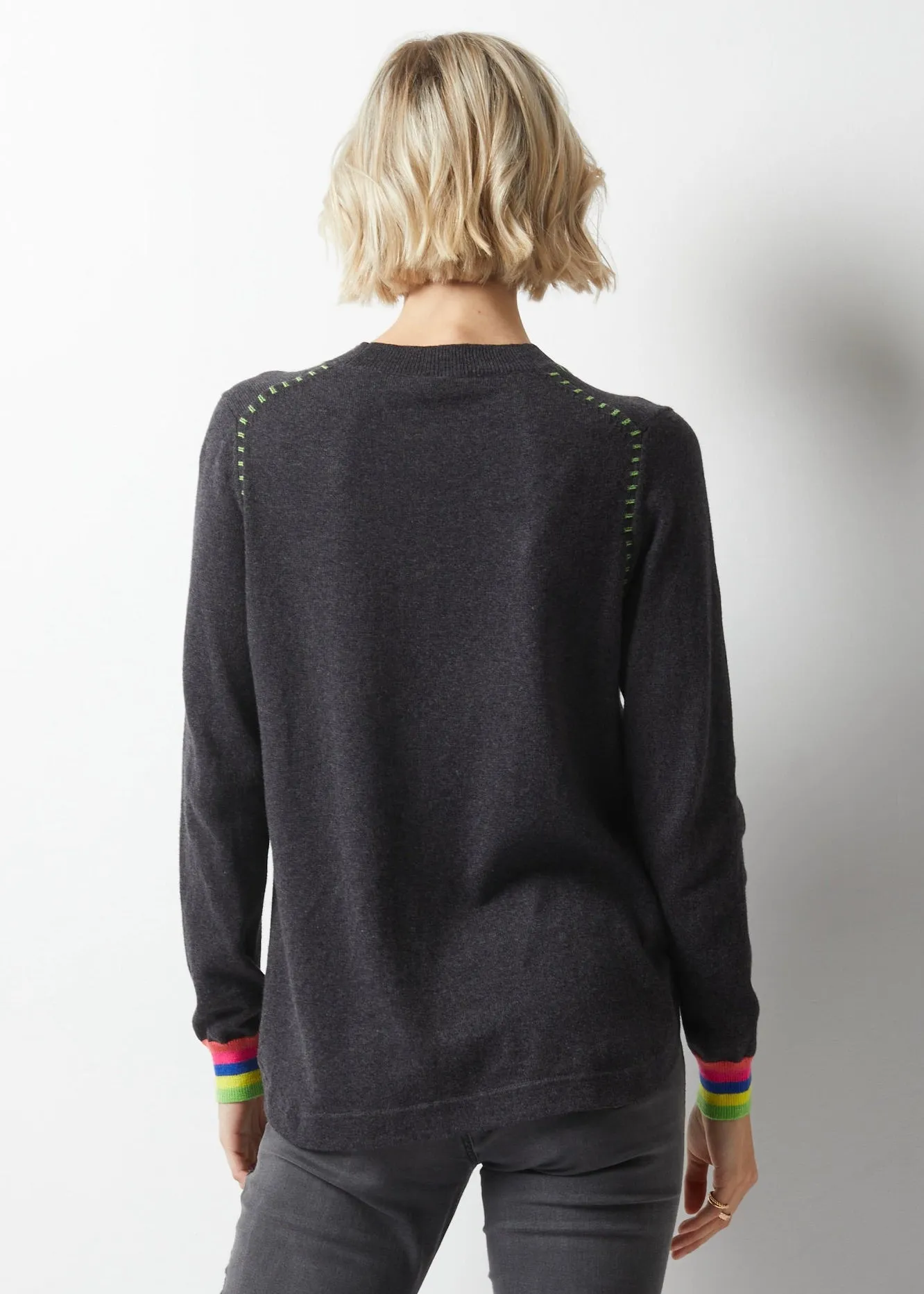 Embroidered Trim Pocket Sweater