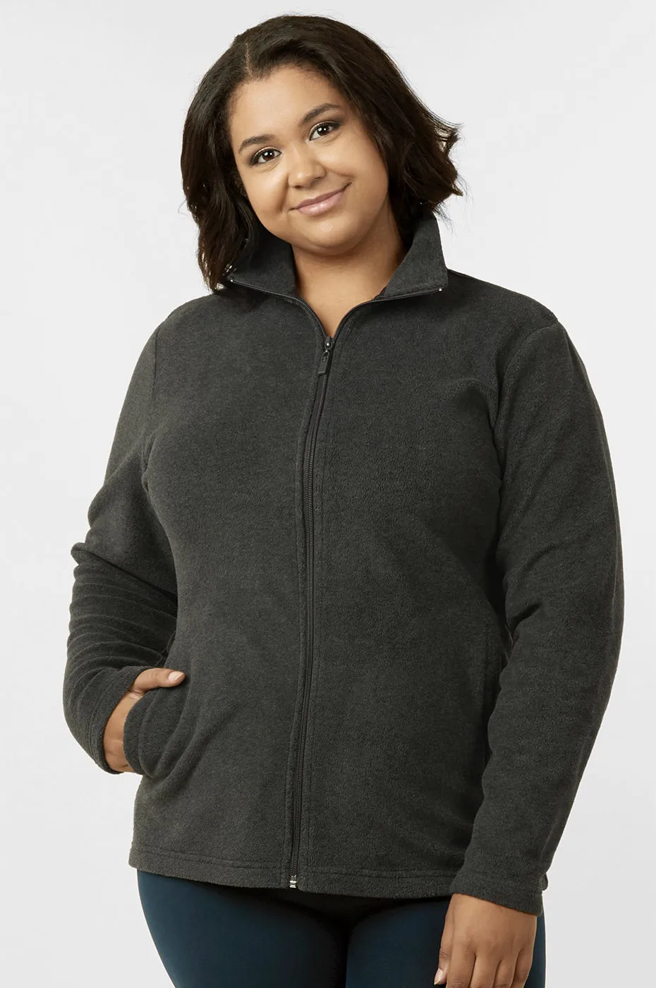 ET TU LADIES POLAR FLEECE JACKET PLUS SIZE (LPF200XE_CHARCOAL)