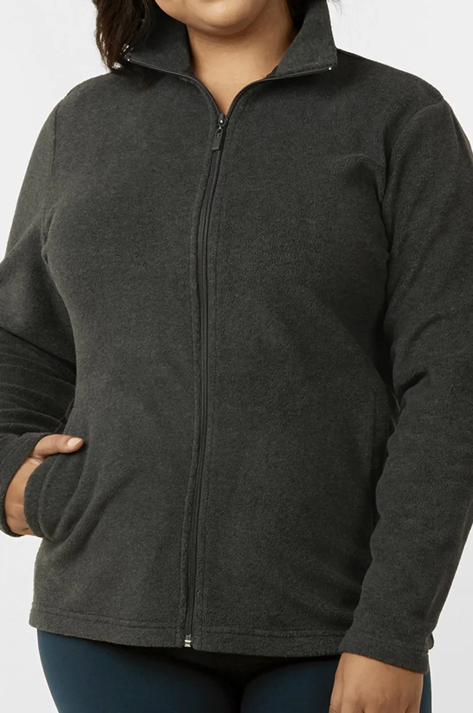 ET TU LADIES POLAR FLEECE JACKET PLUS SIZE (LPF200XE_CHARCOAL)