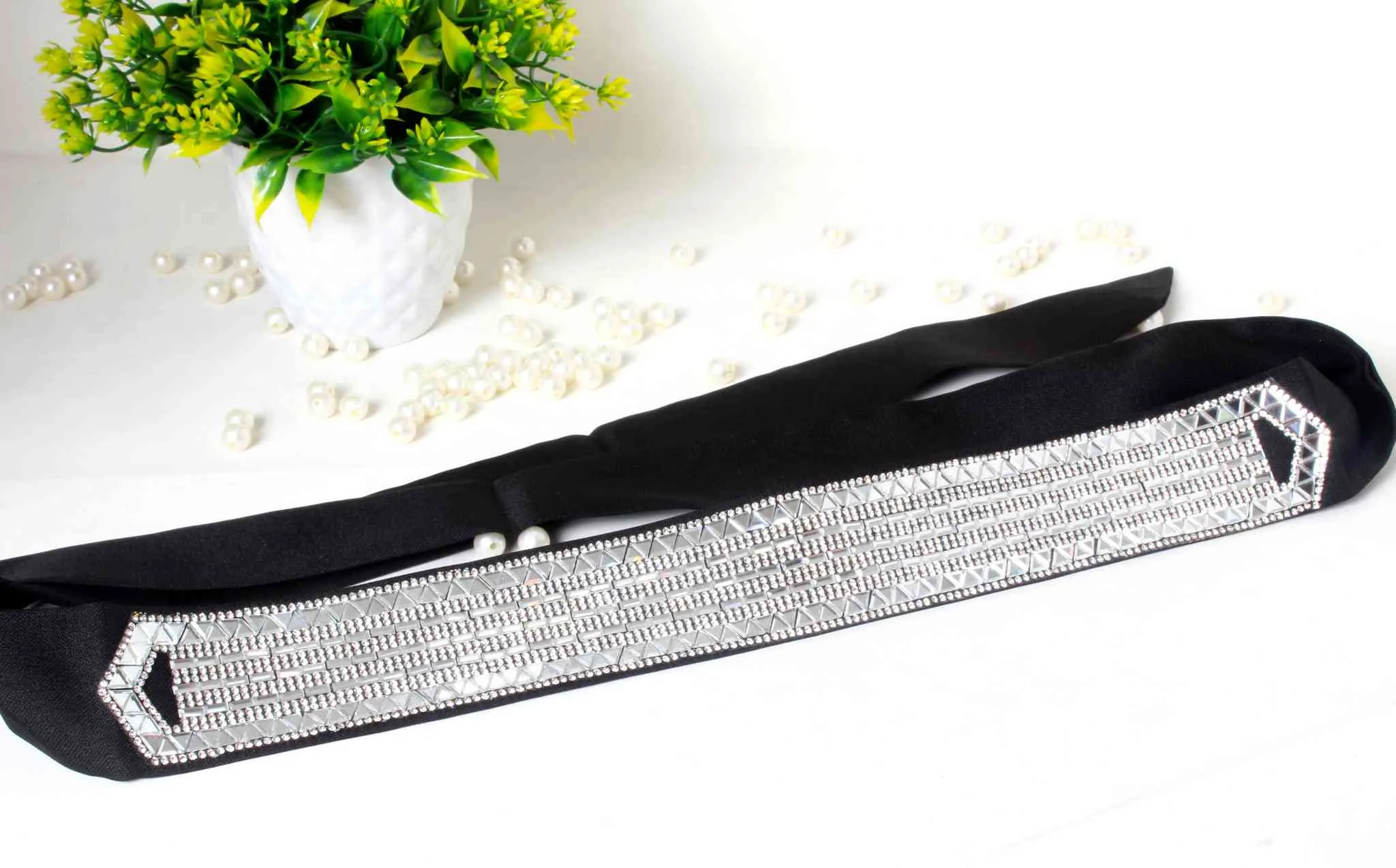 Fancy Rhinestones studded Beaded Fabric Party Belt for Girls, Women