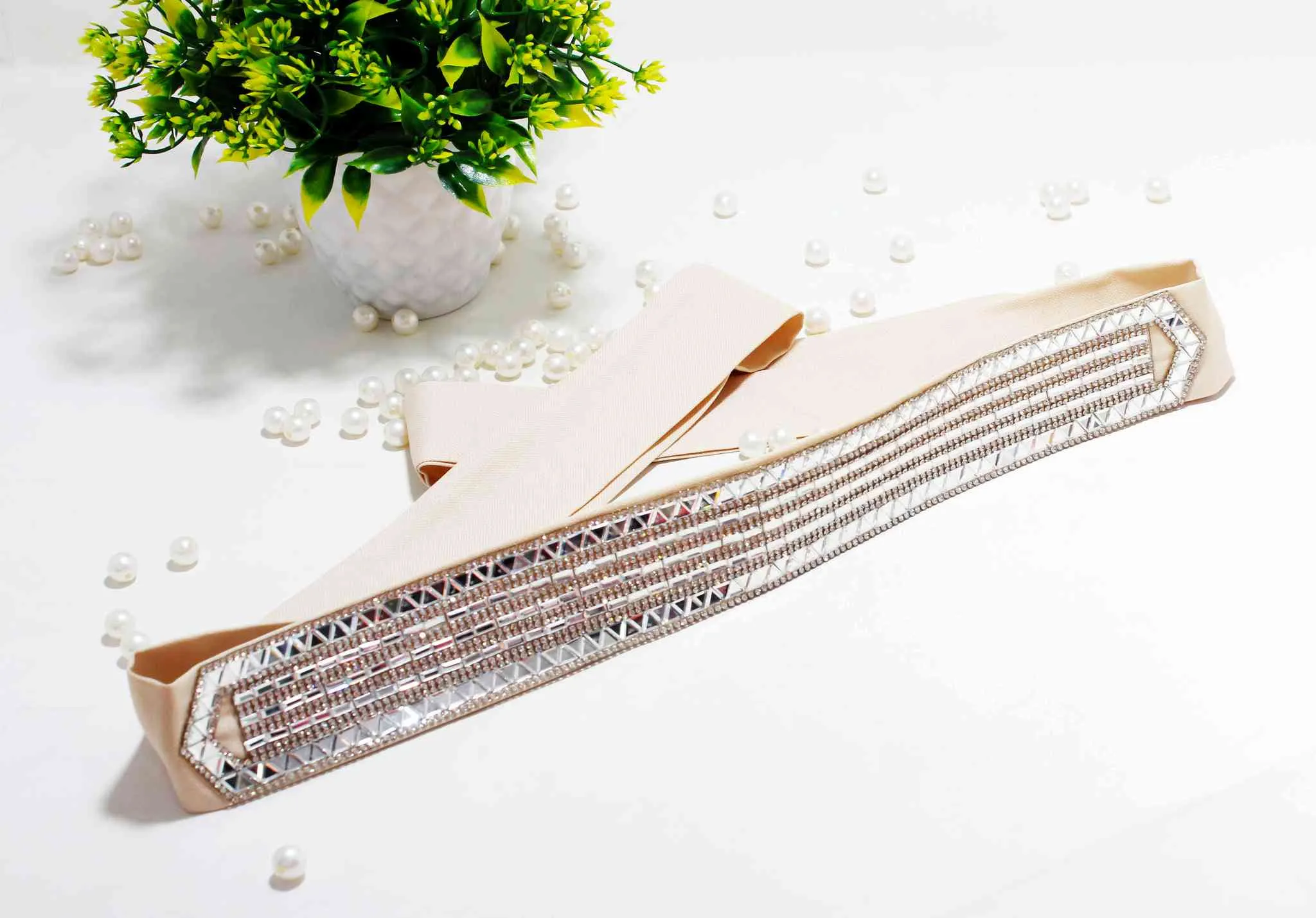 Fancy Rhinestones studded Beaded Fabric Party Belt for Girls, Women