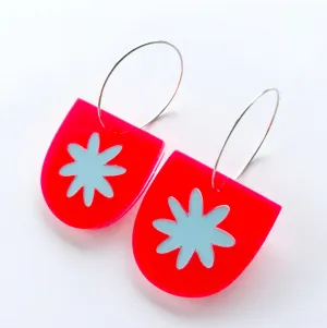 Flora Yoo Hoop Earrings - Red & Blue