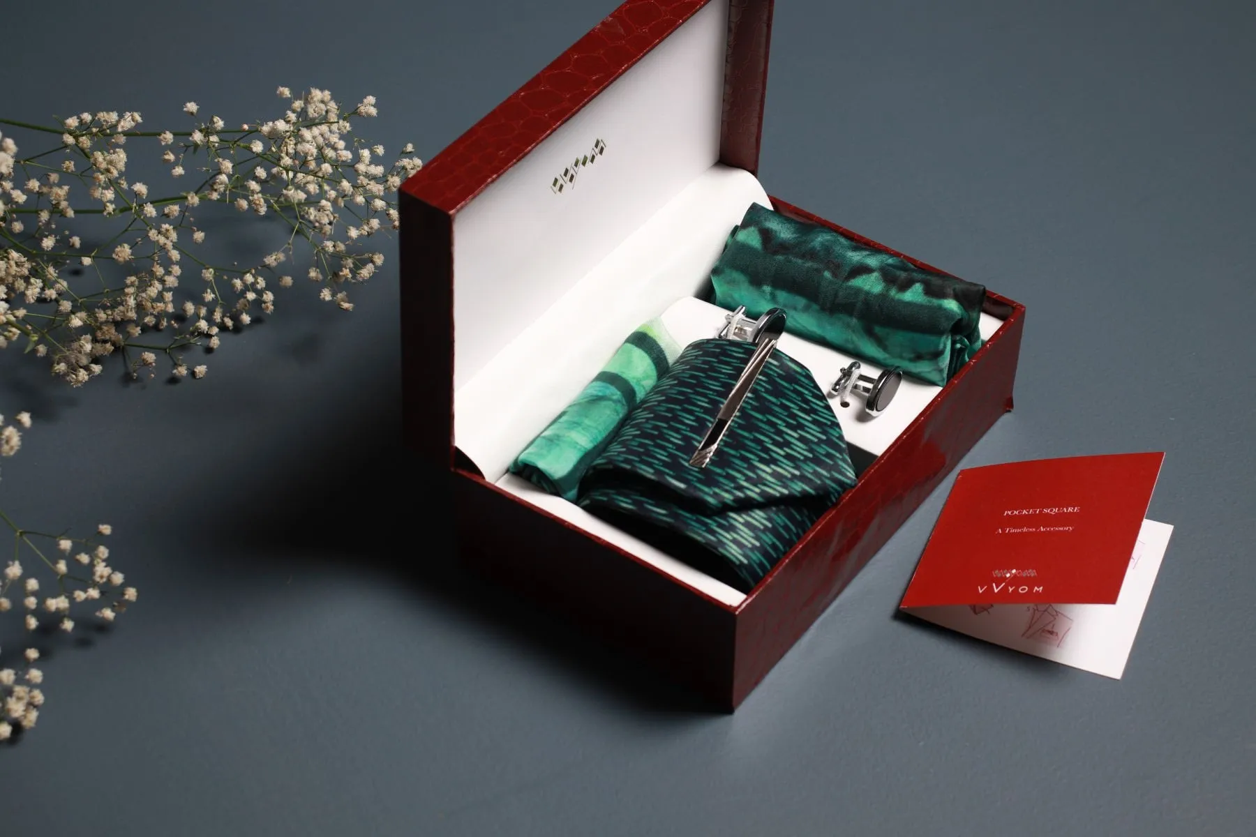 Him & Her Tie Scarf Combo Gift Box Set of 5 Emerald