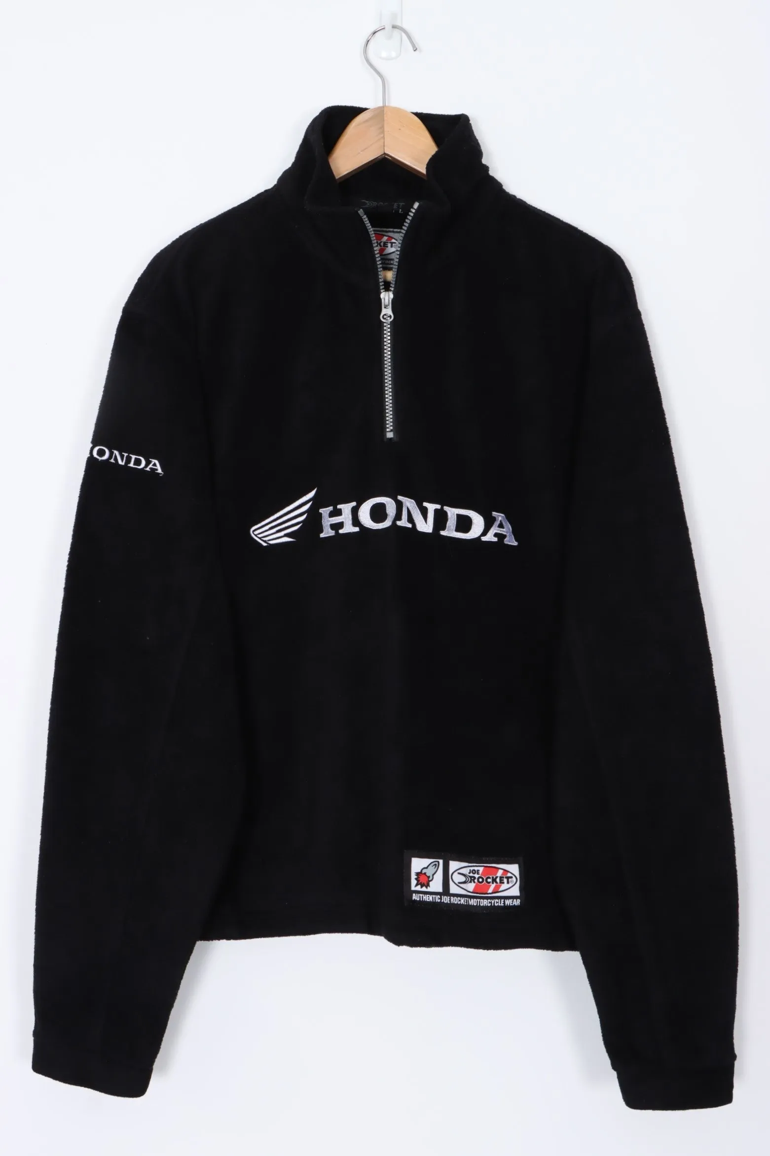 HONDA Black Embroidered 1/4 Zip Joe Rocket Fleece Sweatshirt (L)