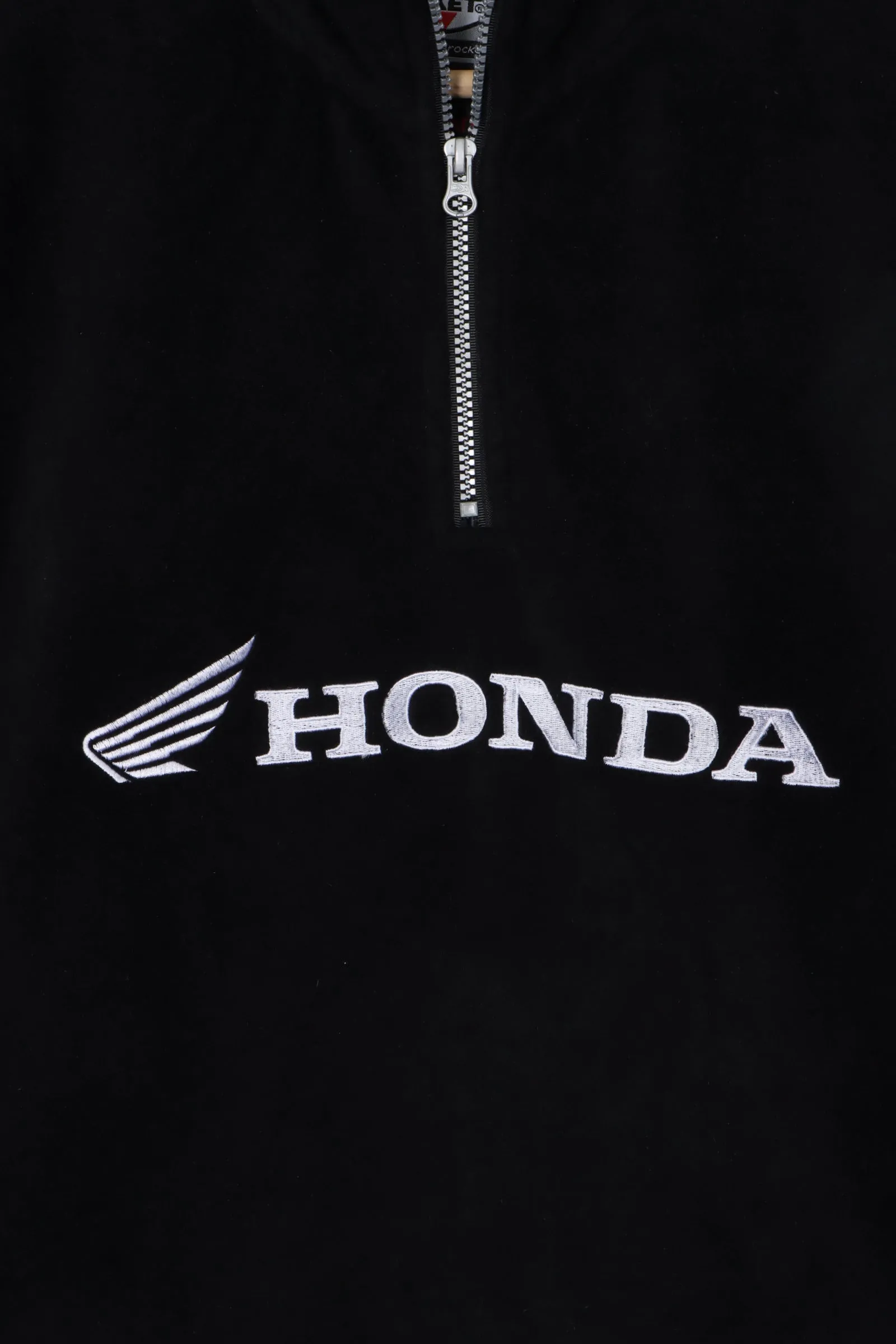 HONDA Black Embroidered 1/4 Zip Joe Rocket Fleece Sweatshirt (L)