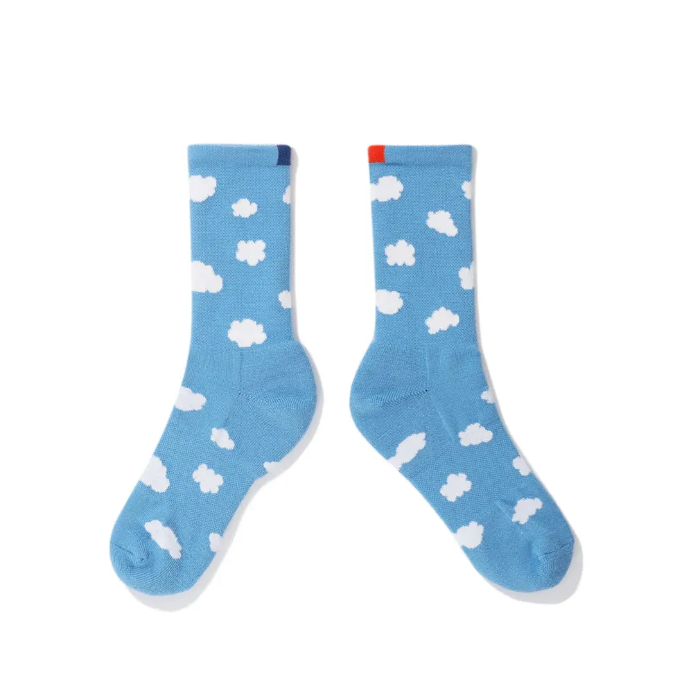 KULE~ socks -Azzuro clouds, pink green rugby stripe w smile face, white/poppy tennis.