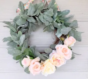 Lambs Ear wreath, Farmhouse door wreath - Front door wreath, year round wreath