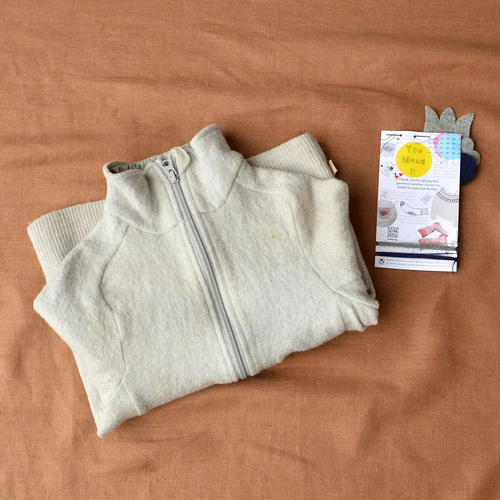 Light Boiled Wool Half-Zip Sweater - Pale Grey (4-5y) *PRE-LOVED/YOU MEND IT!