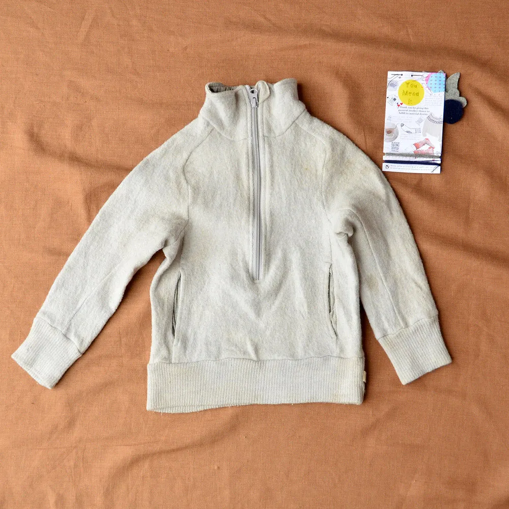 Light Boiled Wool Half-Zip Sweater - Pale Grey (4-5y) *PRE-LOVED/YOU MEND IT!