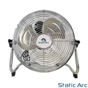 METAL CHROME FLOOR FAN 12" AIR COOLING 3 SPEED STAND TILT HOME GYM WORKSHOP