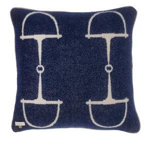 NAVY CLASSIC BIT CUSHION NZ WOOL 60X60 CM.