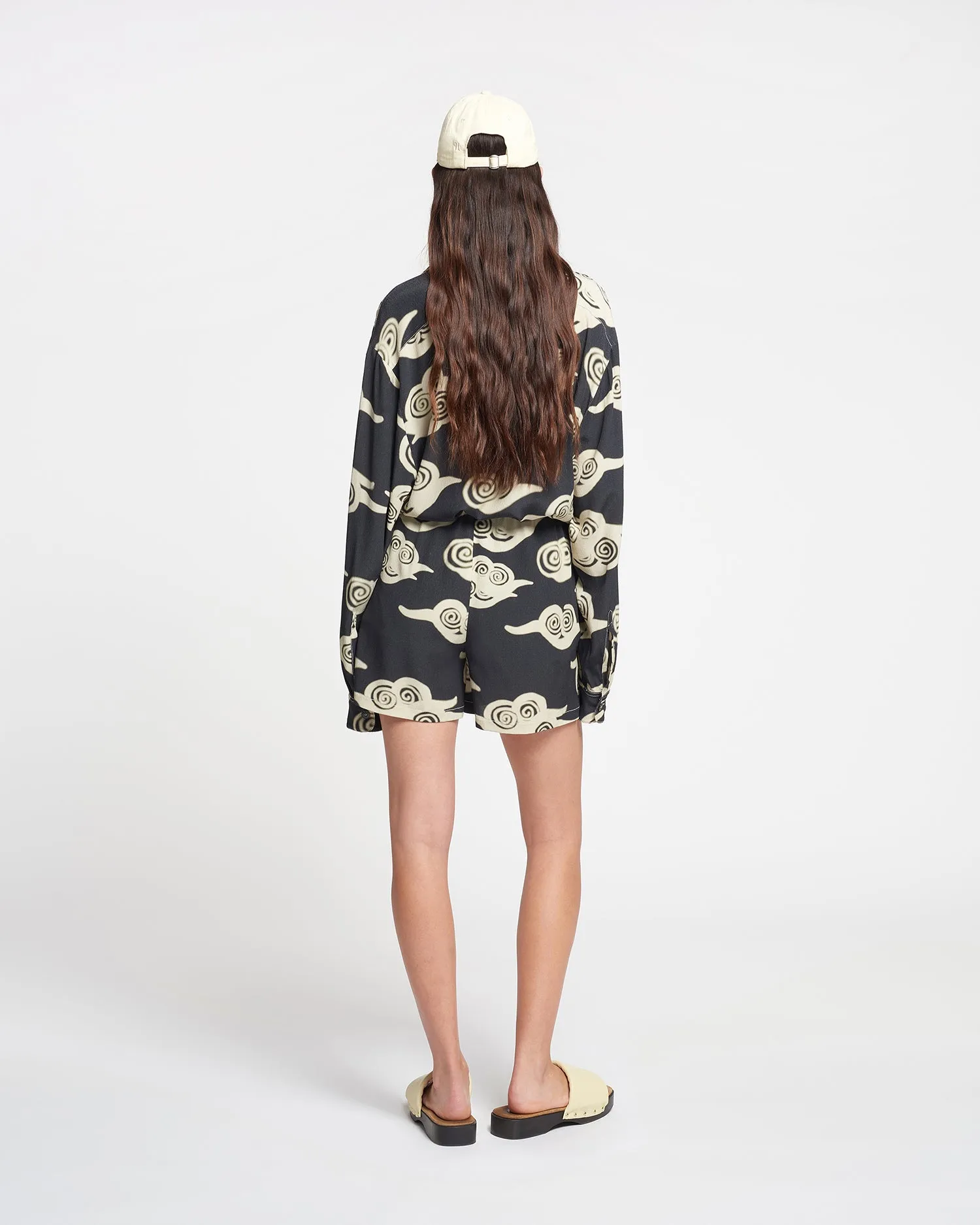 Nerissa - Printed Crepe Shirt - Cloud Black/Creme