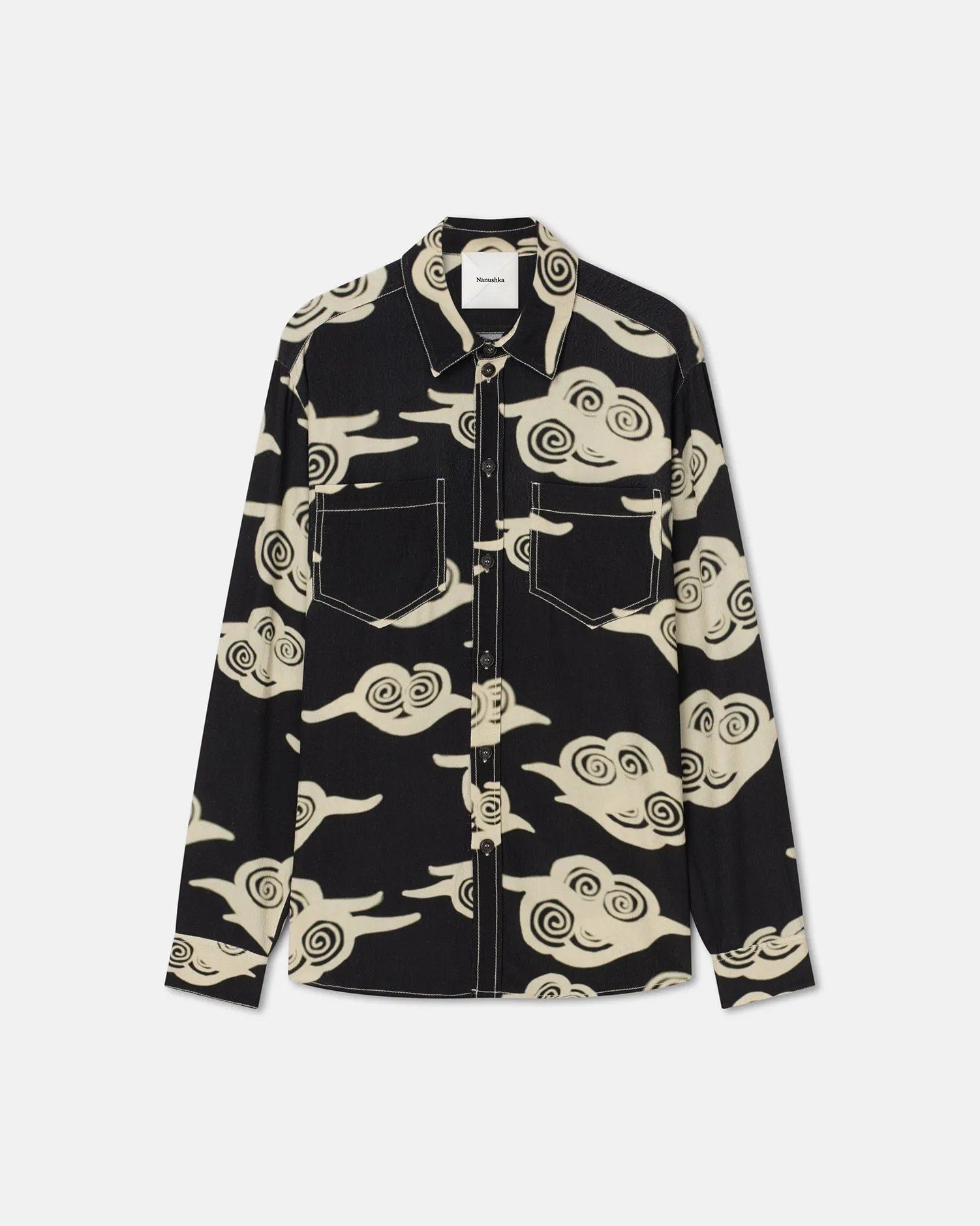 Nerissa - Printed Crepe Shirt - Cloud Black/Creme